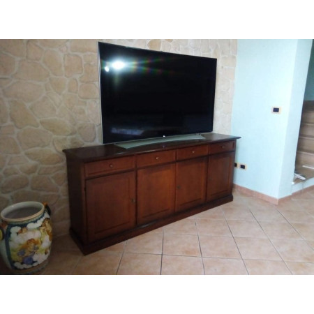 Credenza Elegante in Legno Noce Lucido 4 Ante 4 Cassetti