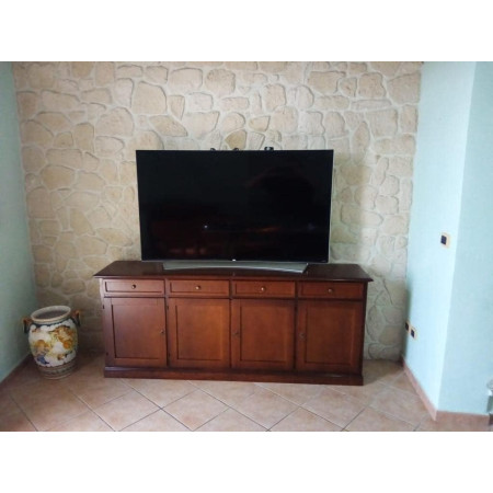Credenza Elegante in Legno Noce Lucido 4 Ante 4 Cassetti