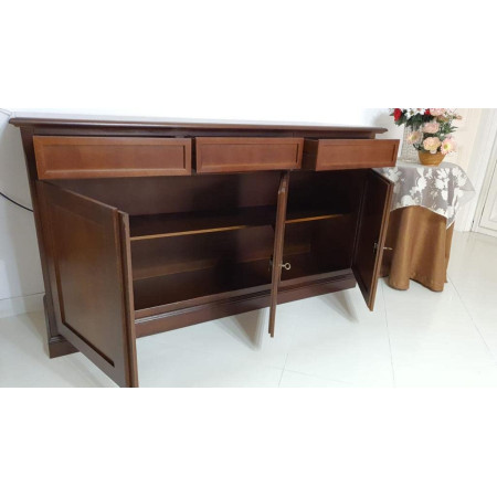 Credenza Elegante in Legno Noce Lucido 4 Ante 4 Cassetti
