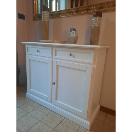 Credenza colore bianco opaco con due ante e due cassetti