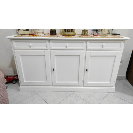 credenza classica 3 ante in legno massello di Pioppo bianco opaco