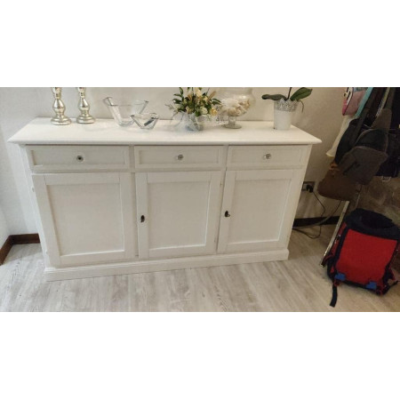 Credenza in Pioppo Bianco Opaco con 3 Ante e 3 Cassetti