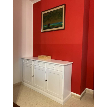 Credenza in Pioppo Bianco Opaco con 3 Ante e 3 Cassetti
