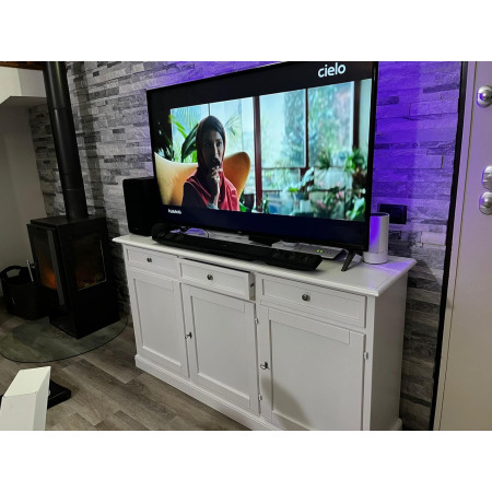 Credenza in Pioppo Bianco Opaco con 3 Ante e 3 Cassetti