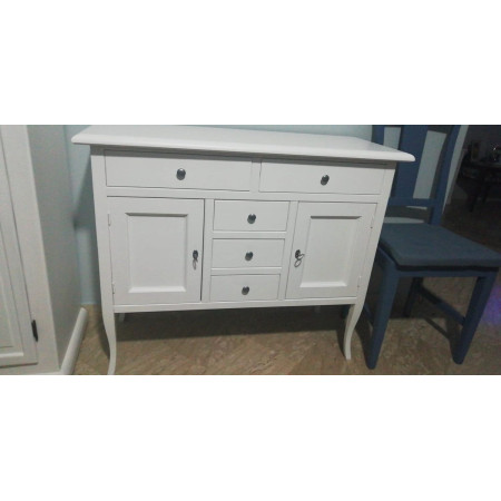 Credenza con 2 ante e 5 cassetti. Misure: 100x40x85 cm