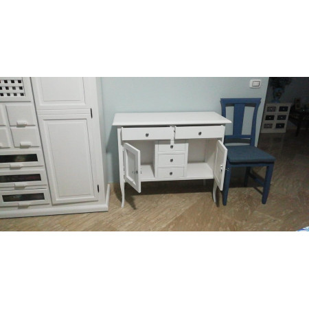 credenza Touliper classica in legno bianco opaco è un elegante complemento d'arredo