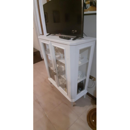vetrina classica in legno bianco opaco Misura 96x36x116 cm
