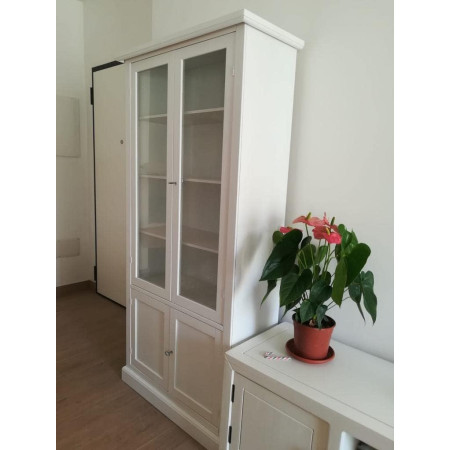 Cristalliera Vetrina Classica  finitura bianco opaco, misura 90x41x186 cm
