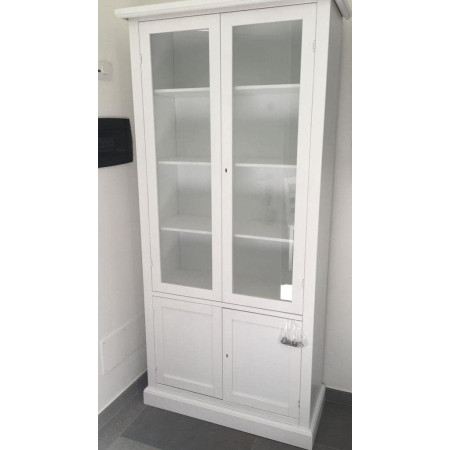 Elegante Cristalliera Vetrina Classica in Legno Bianco Opaco