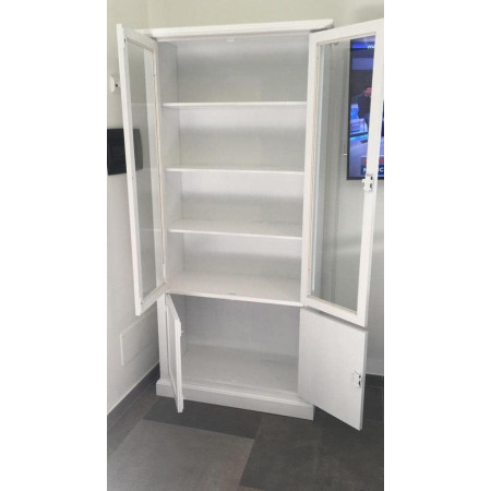 Elegante Cristalliera Vetrina Classica in Legno Bianco Opaco
