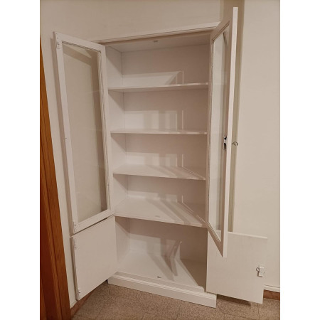 Elegante Cristalliera Vetrina Classica in Legno Bianco Opaco