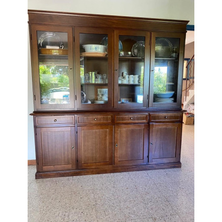 cristalliera classica in legno noce lucido misura 205x42x205 cm.