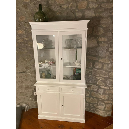 Elegante Cristalliera Classica in Legno Bianco Opaco design elegante
