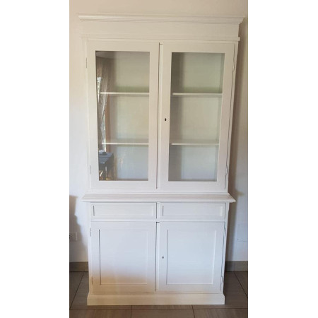 Elegante Cristalliera Classica in Legno Bianco Opaco design elegante