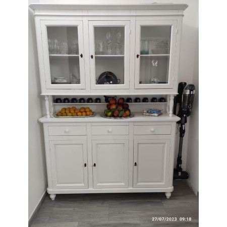 Elegante Cristalliera Classica con Cassetti e Porte in Vetro
