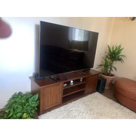 Mobile porta tv arte povera in legno massello noce lucido