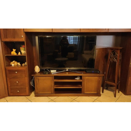 Mobile porta tv arte povera in legno massello noce lucido