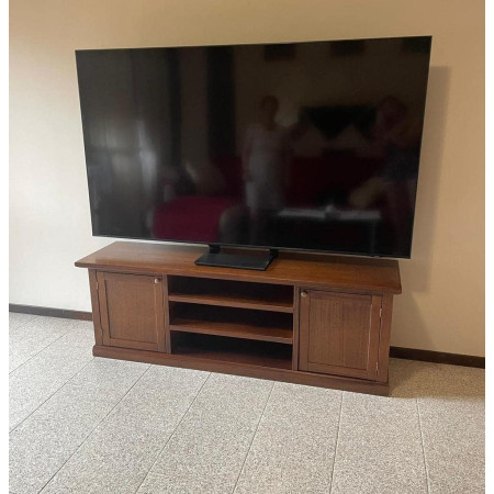 Mobile porta tv arte povera in legno massello noce lucido