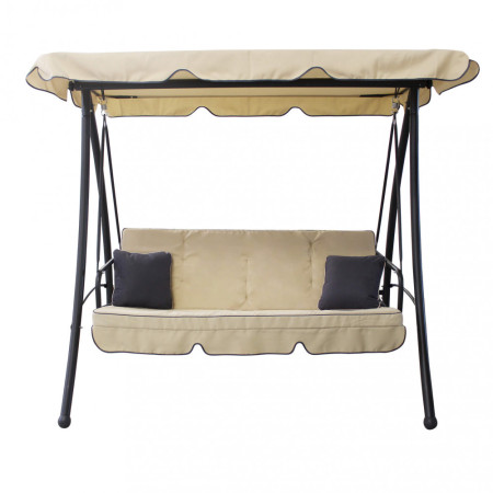 Dondolo 3posti beige nero da giardino e terrazzo