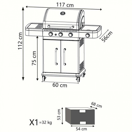 Barbecue a gas 4 bruciatori in acciaio