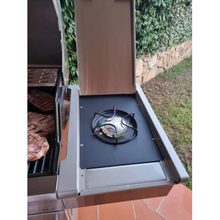 Barbecue a gas 4 bruciatori griglia e piastra