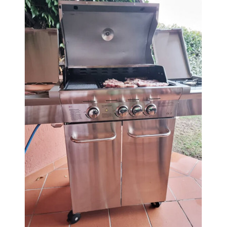 Barbecue a gas 4 bruciatori griglia e piastra