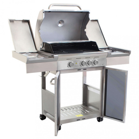 Barbecue a gas 4 bruciatori griglia e piastra