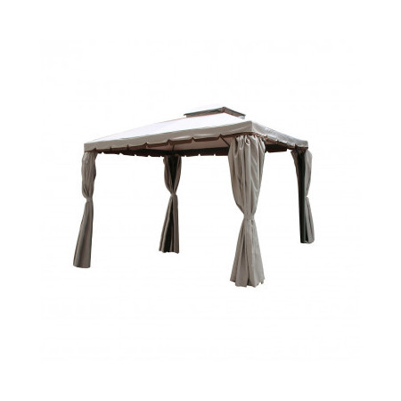 Gazebo in metallo 3x3 avorio e ecrù con tele zanzariere