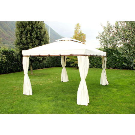 Gazebo in metallo 3x3 avorio e ecrù con tele zanzariere