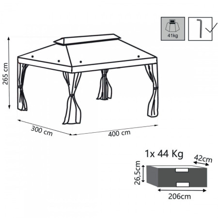 Gazebo in metallo 3x4 avorio e ecrù con tele zanzariere