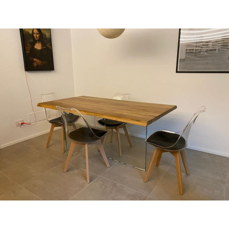 Tavolo in piano massello con 4 gambe in vetro 180x90x77 cm