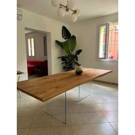 Tavolo in piano massello con 4 gambe in vetro 180x90x77 cm