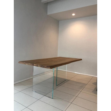 Tavolo in piano legno massello 4 gambe in vetro 250x100X77 cm