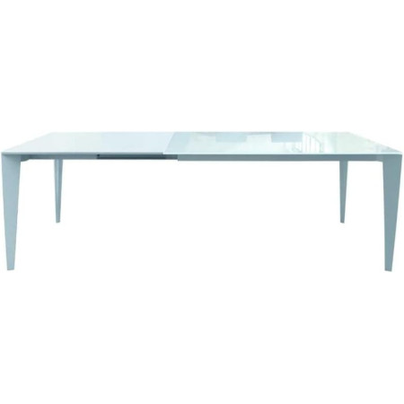 Tavolo con piano in vetro allungabile moderno bianco 160x90x77 cm