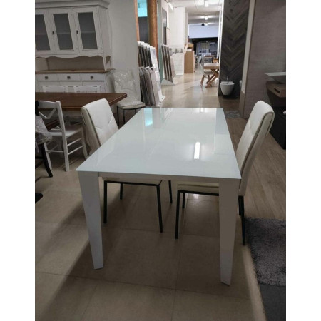 Tavolo con piano in vetro allungabile moderno bianco 160x90x77 cm