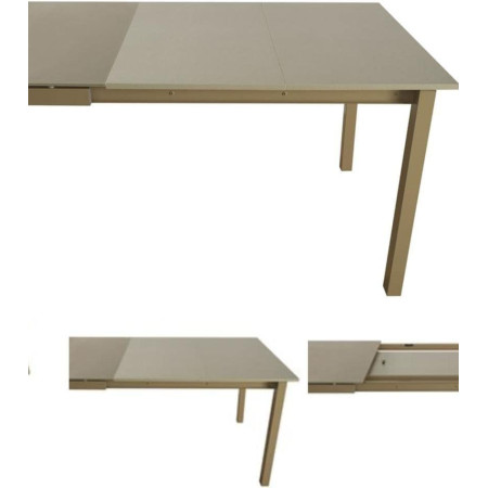Tavolo con piano in vetro allungabile moderno tortora 140x90x77 cm