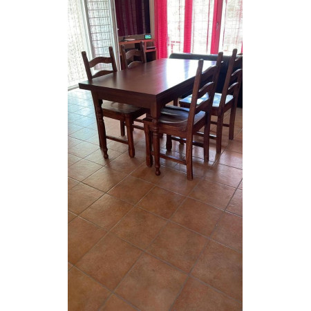 Tavolo da pranzo classico in legno massello noce lucido 140 x 80