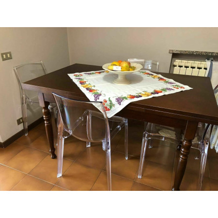 Tavolo da pranzo classico in legno massello noce lucido 140 x 80