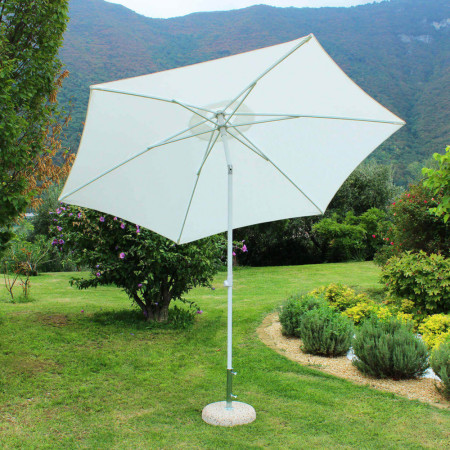 Ombrellone rotondo palo centrale 3x3 telo bianco da giardino terrazzo