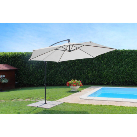 Ombrellone palo decentrato braccio laterale da giardino telo bianco