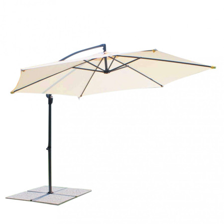 Ombrellone palo decentrato braccio laterale da giardino telo beige