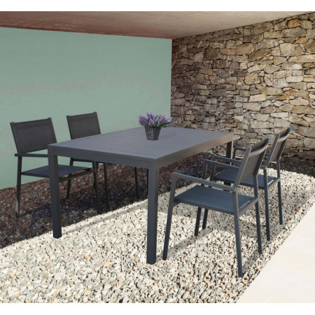 Poltrona in alluminio e textilene impilabile antracite da giardino  terrazzo