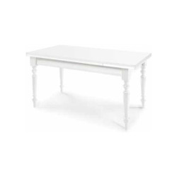 Tavolo Classico Bianco Opaco 140x80 cm Allungabile in Legno Massello