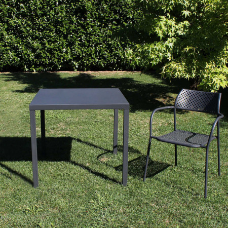 Tavolo in metallo colore antracite da giardino terrazzo 80x80 cm