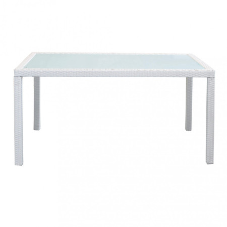 Tavolo in Wicker Acciaio colore bianco da giardino terrazzo 150x90 cm