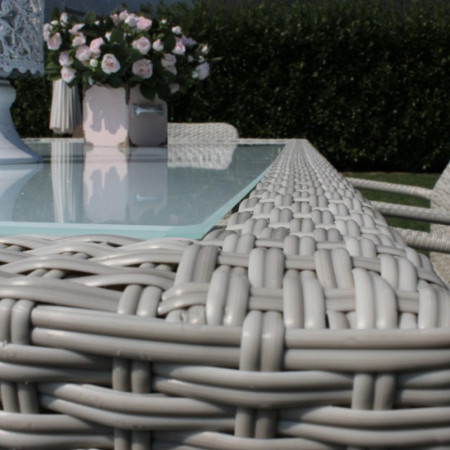 Tavolo in Wicker Acciaio colore grigio da giardino terrazzo 150x90 cm