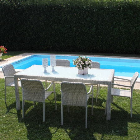 Tavolo in Wicker Acciaio colore grigio da giardino terrazzo 150x90 cm