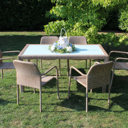 Tavolo in Wicker Acciaio colore marrone da giardino terrazzo 150x90 cm