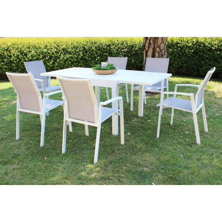 Tavolo  quadrato allungabile bianco da giardino esterno