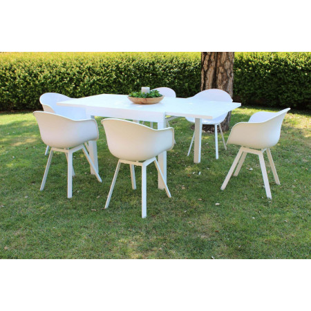 Tavolo  quadrato allungabile bianco da giardino esterno